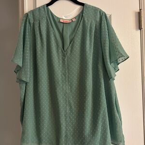 Plus size v-neck short sleeve blouse